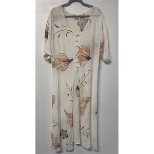 Pineapple‎ Moon Womens Large Swim Suit Cover Up Dress High Slit White Orange